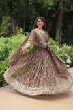Gorgeous Brown Heavy Embroidered Georgette Lehenga Choli - women's fashion mart
