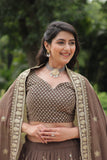 Gorgeous Brown Heavy Embroidered Georgette Lehenga Choli - women's fashion mart