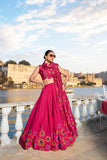 Precious Pink Tusshar Silk Floral Printed Lehenga Choli - women's fashion mart