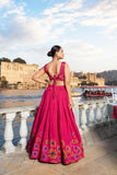 Precious Pink Tusshar Silk Floral Printed Lehenga Choli - women's fashion mart