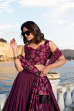 Magnificent Wine Tusshar Silk Floral Printed Lehenga Choli - women's fashion mart