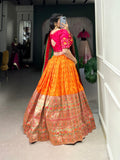 Luxurious Orange Jacquard Paithani Zari Weaved Lehenga Choli - women's fashion mart