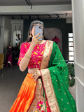 Luxurious Orange Jacquard Paithani Zari Weaved Lehenga Choli - women's fashion mart