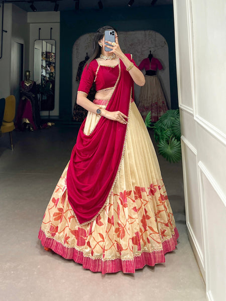 Stunning  and Flowless Silk Printed Lehenga Choli - women's fashion mart