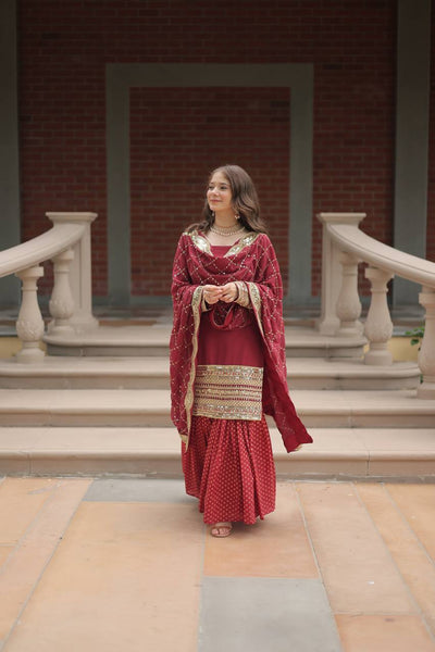 Luxurious Georgette Sequined Embroidered Sharara suit - women's fashion mart