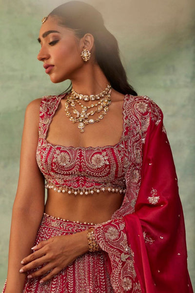 Red Premium Silk Embellished With Beautiful Thread Embroidery Work - inspired | Ready To Wear  women's fashion mart