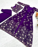 Traditional wear Purple Shrug And Plazzo With Choli