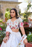 Fiery and Classic White Georgette Embroidered Lehenga Choli - women's fashion mart
