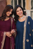 Designer Georgette Embroidered Gown With Dupatta - women's fashion mart