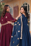 Designer Georgette Embroidered Gown With Dupatta - women's fashion mart