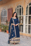 Designer Georgette Embroidered Gown With Dupatta - women's fashion mart