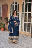 Designer Georgette Embroidered Gown With Dupatta - women's fashion mart