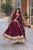 Designer Georgette Embroidered Gown With Dupatta - women's fashion mart