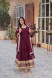 Designer Georgette Embroidered Gown With Dupatta - women's fashion mart