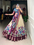 Kalamkari Printed Jacquard Silk Lehenga Choli - women's fashion mart