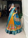 Kalamkari Printed Jacquard Silk Lehenga Choli - women's fashion mart