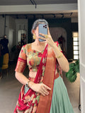 Kalamkari Printed Jacquard Silk Lehenga Choli - women's fashion mart