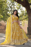 Marvelious Viscous Jacquard Sequins Embroidered Lehenga Choli Set - women's fashion mart