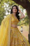 Marvelious Viscous Jacquard Sequins Embroidered Lehenga Choli Set - women's fashion mart
