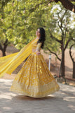 Marvelious Viscous Jacquard Sequins Embroidered Lehenga Choli Set - women's fashion mart