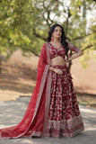 Marvelious Viscous Jacquard Sequins Embroidered Lehenga Choli Set - women's fashion mart