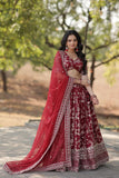 Marvelious Viscous Jacquard Sequins Embroidered Lehenga Choli Set - women's fashion mart