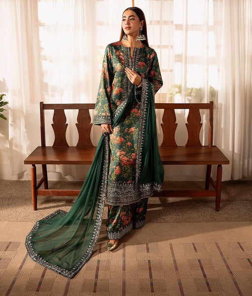 Mesmerizing Green Color Digital Print Palazzo Suit