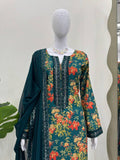 Mesmerizing Green Color Digital Print Palazzo Suit