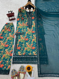 Mesmerizing Green Color Digital Print Palazzo Suit