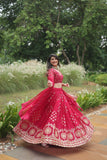 Admiring Rangoli Silk Red Color Lehenga Choli