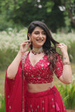 Admiring Rangoli Silk Red Color Lehenga Choli