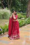 Admiring Rangoli Silk Red Color Lehenga Choli