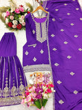 Party Wear Purple Color Top With Sharara Set