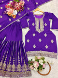 Party Wear Purple Color Top With Sharara Set