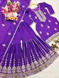 Party Wear Purple Color Top With Sharara Set