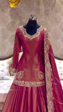 Wedding Wear Roman Silk Pink Color Top With Lehenga  women's fashion mart
