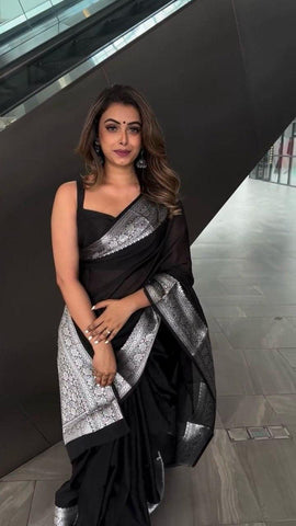 Wonderful Kota Silk Black Color Saree