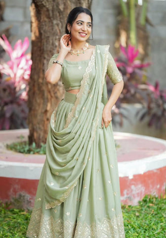 Attractive Sequence Work Perrot Color lehenga choli