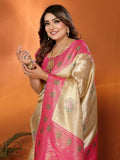 Classic Banarasi Silk Mustard & Pink Color Saree