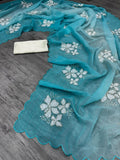 New Partywear Shaded Crunchy Silk Saree with Dual Sequin Work & Satin Silk Blouse  women's fashion mart