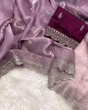 Pink Color Oraganza Silk Saree With Blouse Piece -PARTY WEAR SAREE Default Title women's fashion mart