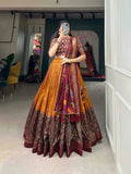 Charming Tussar Silk Printed Foil Worked Lehenga Choli Set - women's fashion mart