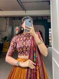 Charming Tussar Silk Printed Foil Worked Lehenga Choli Set - women's fashion mart
