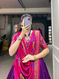 Charming Tussar Silk Printed Foil Worked Lehenga Choli Set - women's fashion mart