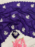 Latest Partywear Look Vichitra Silk Sequence Work Saree  women's fashion mart