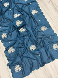Latest Partywear Look Vichitra Silk Sequence Work Saree  women's fashion mart