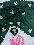 Latest Partywear Look Vichitra Silk Sequence Work Saree  women's fashion mart