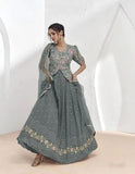 Graceful Grey Georgette Embroidered Party Wear Lehenga Choli - women's fashion mart