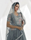 Graceful Grey Georgette Embroidered Party Wear Lehenga Choli - women's fashion mart