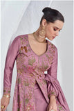 Ethnic Designer  Mauve Viscos Silk Embroidered Gown With Skirt - women's fashion mart